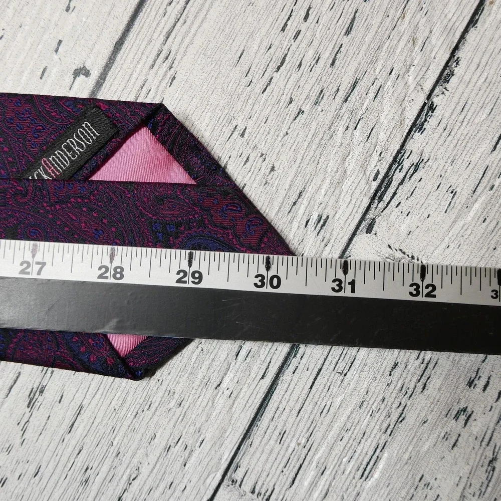 Garrick Anderson Tie Mens One Size Purple Paisley Silk Jacquard Necktie England‎